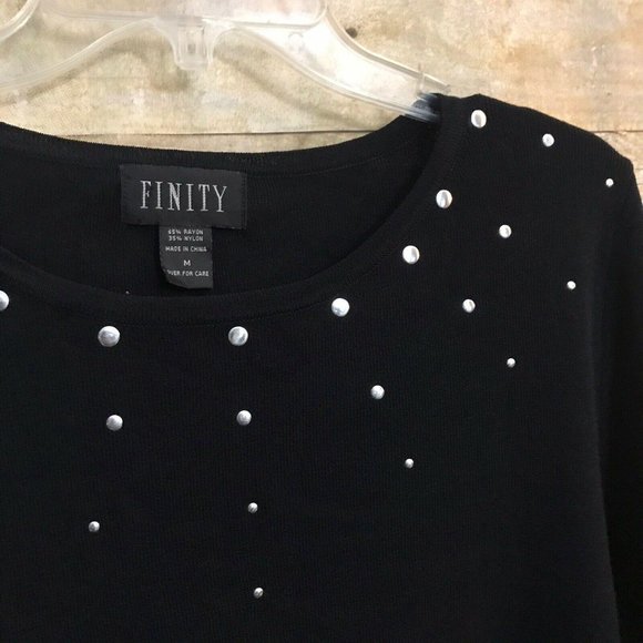Finity Size M Medium Sweater Black w Silver Studs - Picture 3 of 11